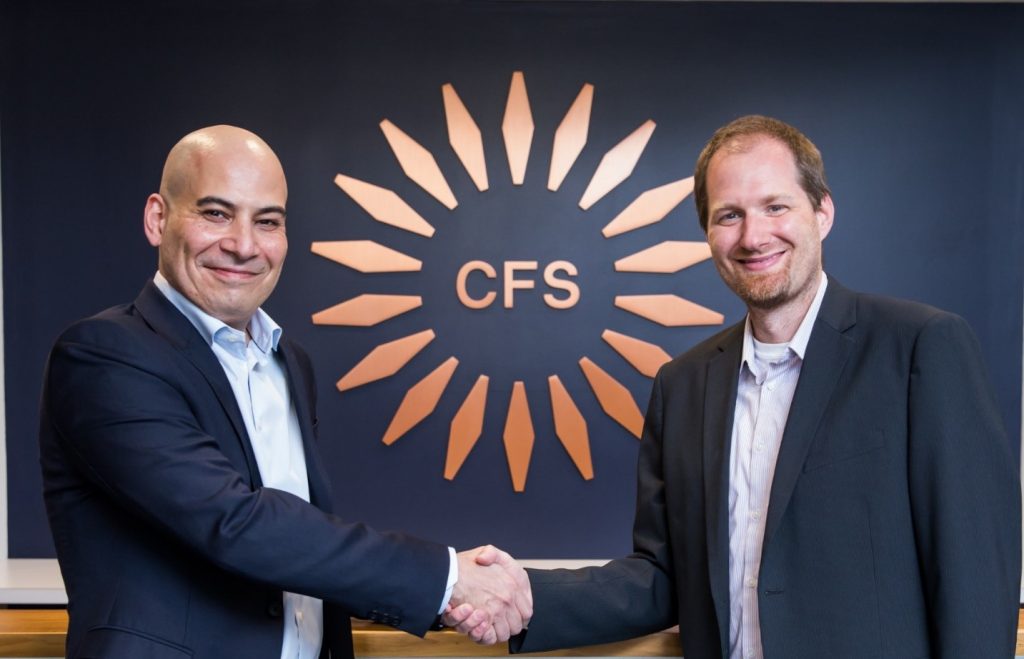 Fady Jameel (left) and Bob Mumgaard (right) at Commonwealth Fusion Systems offices