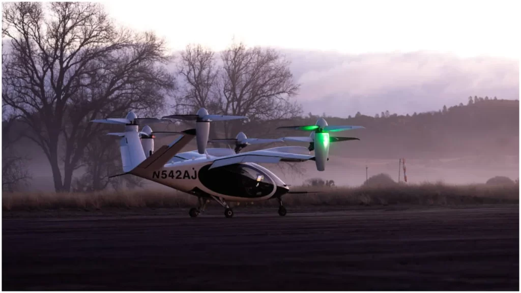 The JOBY Aviation eVTOL electric aircraft preparing for take-off